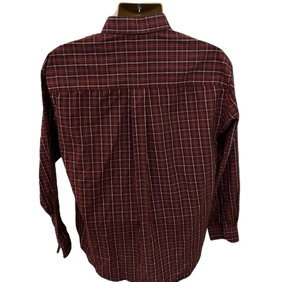 Vintage Y2K Arrow Plaid Button Down Shirt Wrinkle Free Maroon Combo M 15-15.5 - Picture 2 of 3